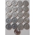 x21 Old nickel 5c coins (1965-1988)