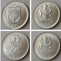 1975/1976 Rhodesia circulated and uncirculated coin set (25c-1/2c)