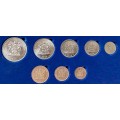 1978 Uncirculated set of 8 coins (R1-1/2c) in proof case