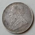 Scarcer 1892 ZAR Kruger silver sixpence in VF (low mintage).