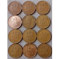 Lot of x12 republic 2c coins (1971-1990)