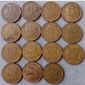 Lot of x15 republic 2c coins (1971-1990)