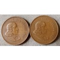 Set of x2 republic 1967 English 1c coins