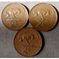 Lot of x3 republic 1973 2c coins