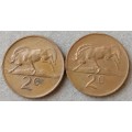 Set of x2 republic 1974 2c coins