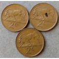 Lot of x3 republic 1990 2c coins