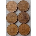 Lot of x6 republic 1971 1c coins