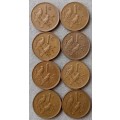 Lot of x8 republic 1974 1c coins