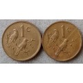 Set of x2 republic 1977 1c coins