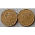 Set of x2 republic 1985 1c coins