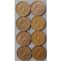 Lot of x8 republic 1986 1c coins