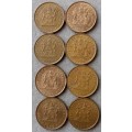 Lot of x8 republic 1986 1c coins