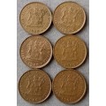 Lot of x6 republic 1988 1c coins