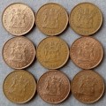 Lot of x9 republic 1989 1c coins