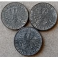 Lot of x3 Austria 5 Groschen coins (1948)