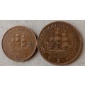 1940 Union 1/2 penny and 1938 penny set