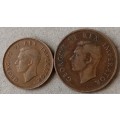 1940 Union 1/2 penny and 1938 penny set