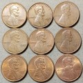 Lot of x9 USA Lincoln cents