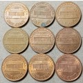 Lot of x9 USA Lincoln cents