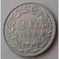1968 Switzerland 2 Francs.