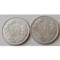1974/1976 Switzerland 1/2 Franc