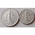 1969 France 1 Franc and 1973 1/2 Franc