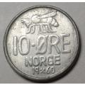 Nice 1960 Norway nickel 10 Ore (Honey Bee)