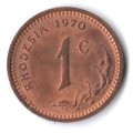 1970 Rhodesia 1 cent aUNC with strike error on reverse