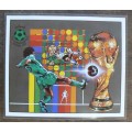Libya 1982 Soccer World Cup souvenir sheet with green Arabic text on reverse - CV$35