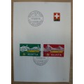 1958 Switzerland lot of 2 souvenir folded cards with 1953 stamps