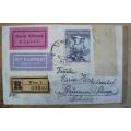 1950 Austria cover to Switzerland - express, airmail, registered, with 10s stamp