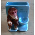 Vintage toilet / bathroom ashtray with monkey, possibly 1950s