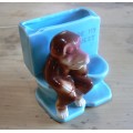 Vintage toilet / bathroom ashtray with monkey, possibly 1950s
