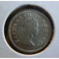 1959 Threepence (3D) tickey, silver