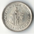 1964 SA 10 Cents aUNC silver, with metal flaws as per scan