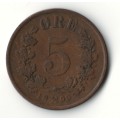 1899 Norway 5 Ore *rare, only 700 000 minted