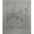 John Bauer copper plate artist proof etching `All over again` with storyboard