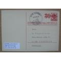Switzerland 1970 prepaid & surcharged post card to Germany with back stamp