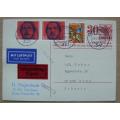 Switzerland & Germany stamps on prepaid Swiss surcharged post card airmail express Northeim to Worb