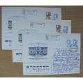 1992 Ukraine lot of 3 registered letters on prepaid envelopes