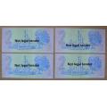 Lot of 4 G de Kock 3rd Issue R2 notes - at least 2 UNC - CU735 series