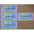 Lot of 4 G de Kock 3rd Issue R2 notes - UNC, 3 in sequence - GB