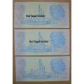 Lot of 3 G de Kock 2nd Issue R2 notes - UNC in sequence - A6