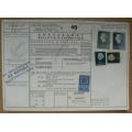 1967 Netherlands to Bloemfontein customs parcel post card with order details