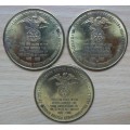 3 Large Lake Havasu City London Bridge Rotary Club 1 dollar tokens, 1986