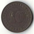 1919 Straits Settlements 10 Cents, 40% silver