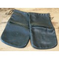 Singapore Airlines` pair of vintage green luxury Braun Büffel Germany soft leather shoe bags