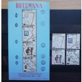 Botswana 1988 runner post souvenir sheet + 4 MNH stamps