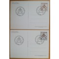 1981 Vatican City lot of 2 unused postcards Pope Blessing - with official cancellations