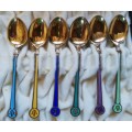 Set of 6 sterling silver demitasse spoons by Norwegian silversmith David Andersen, c.1930